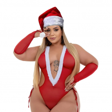 Fantasia Body Mamãe Noel Plus Size Fantasia Body Mamãe Noel Plus Size