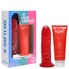 Kit Prótese Vermelha com Lubrificante K Gel Morango Lubrificantes - GMR SHOP Sex Shop - Araraquara - SP | Desde 2008